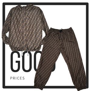 FENDI  Reversible Hooded‎ Windbreaker and Black & Brown 'Forever ' Lounge Pants